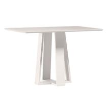 Mesa De Jantar Rubi 120x80 Cm Com Vidro Off White New Ceval