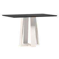 Mesa de Jantar Rubi 120x80 cm com Vidro Off White Preto New Ceval