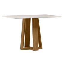 Mesa de Jantar Rubi 120x80 cm com Vidro Ype Damasco Off White New Ceval