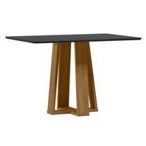 Mesa de Jantar Rubi 120x80 cm com Vidro Ype Damasco Preto New Ceval Mesa de Jantar Rubi 120x80 cm com Vidro Ype Damasco Preto New Ceval