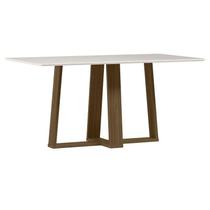 Mesa de Jantar Rubi 160x90 cm com Vidro Imbuia Off White New Ceval