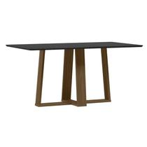 Mesa de Jantar Rubi 160x90 cm com Vidro Imbuia Preto New Ceval