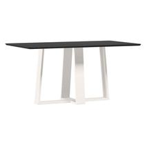 Mesa de Jantar Rubi 160x90 cm com Vidro Off White Preto New Ceval