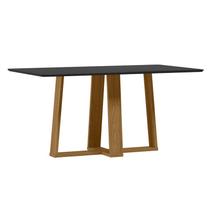 Mesa de Jantar Rubi 160x90 cm com Vidro Ype Damasco Preto New Ceval Mesa de Jantar Rubi 160x90 cm com Vidro Ype Damasco Preto New Ceval