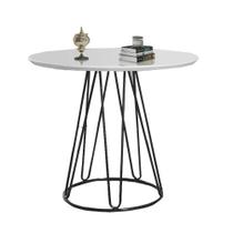 Mesa de Jantar Rubi Branca com Base de Metal Preta - C&M Decor