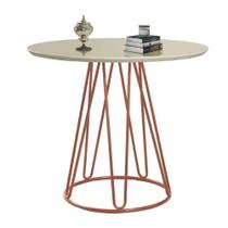 Mesa de Jantar Rubi Off White 1,20 M com Base de Metal Cobre - C&M Decor