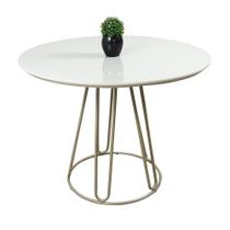 Mesa de Jantar Rubi Off White com Base de Metal Champanhe - C&M Decor Mesa de Jantar Rubi Off White com Base de Metal Champanhe - C&M Decor