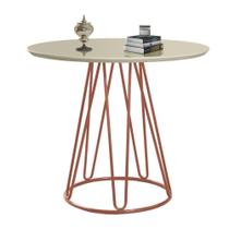 Mesa de Jantar Rubi Off White com Base de Metal Cobre