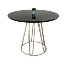 Mesa de Jantar Rubi Preto com Base de Metal Champanhe
