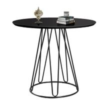 Mesa de Jantar Rubi Preto com Base de Metal Preta - C&M Decor