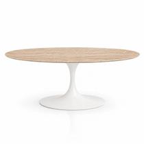 Mesa de Jantar Saarinen Oval 120x80 cm Tampo Mármore Travertino Base Laca Branca Mesa de Jantar Saarinen Oval 120x80 cm Tampo Mármore Travertino Base Laca Branca