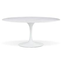 Mesa de Jantar Saarinen Oval 160x90 cm Mármore Branco Extra Base Branca