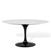 Mesa de Jantar Saarinen Oval 198x122 cm Mármore Carrara Base Preta
