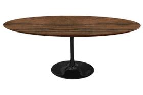 Mesa De Jantar Saarinen Oval Preta Com Tampo 2,44X1,37M - Madeira