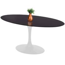 Mesa de Jantar Saarinen Oval Tampo Laca Coverglass 1,40x0,90M