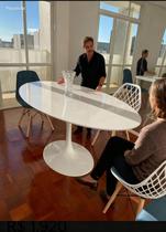 Mesa de Jantar Saarinen Oval White Status Reunião 1,37cm