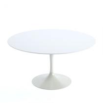 Mesa de Jantar Saarinen Redonda 107 cm Madeira Base Branca