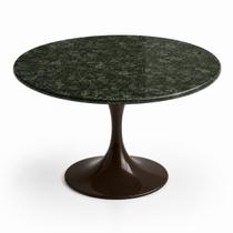 Mesa de Jantar Saarinen Redonda 140 cm Tampo Mármore Verde Guatemala Base Laca Marrom Cacau Mesa de Jantar Saarinen Redonda 140 cm Tampo Mármore Verde Guatemala Base Laca Marrom Cacau