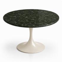 Mesa de Jantar Saarinen Redonda 160 cm Tampo Mármore Verde Guatemala Base Laca Off White Mesa de Jantar Saarinen Redonda 160 cm Tampo Mármore Verde Guatemala Base Laca Off White