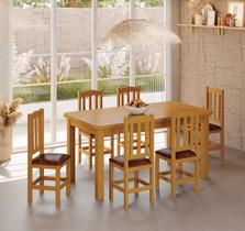Mesa de Jantar Safira 160x88 Com 6 Cadeiras Diamante Estofado/Marrom