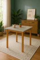 Mesa de Jantar Sala/Cozinha Moderna 4 Lugares Base Madeira Maciça 80x80 ideal para apartamento Mesa de Jantar Sala/Cozinha Moderna 4 Lugares Base Madeira Maciça 80x80 ideal para apartamento