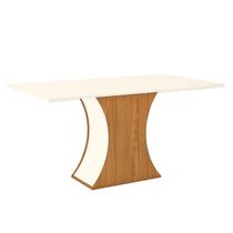 Mesa de Jantar Selena 160 cm Tampo Reto com Vidro Nature Off White Henn