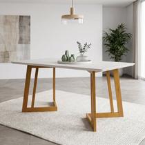 Mesa de Jantar sem Vidro Madeira Maciça Retangular 6 Lugares Califórnia Amarelo/Cerejeira/Nevaska