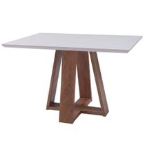 Mesa de Jantar Shell 160x90 cm com Tampo de Vidro Off White G55 - Gran Belo