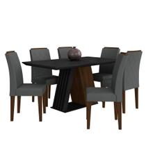 Mesa De Jantar Sícilia 6 Cadeiras Imbuia/preto/suede Cinza - M.a