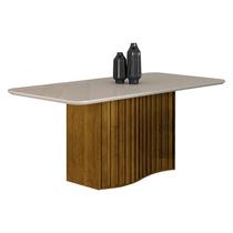 Mesa de Jantar Siena 180x90 com Vidro Freijó Off White Leifer Móveis