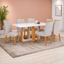 Mesa de Jantar Sintonia Tampo 6 Cadeiras Rayla Lopas Mesa de Jantar Sintonia Tampo 6 Cadeiras Rayla Lopas