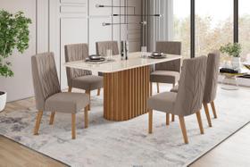Mesa de Jantar Solana 180 C. Vidro 6 Cad. Eloa Amendoa - Henn