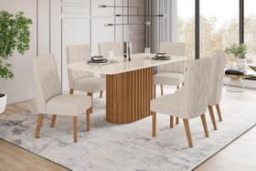 Mesa de Jantar Solana 180 C. Vidro 6 Cad. Eloa Linho - Henn