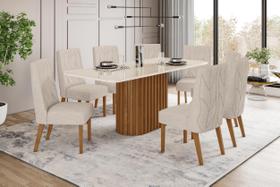 Mesa de Jantar Solana 200 C. Vidro 8 Cad. Eloa Linho - Henn