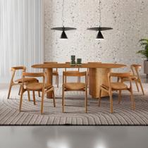 Mesa de Jantar Soláris 220cm Madeira Tampo Laminado Orgânico com 8 cadeiras Solaris