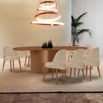 Mesa de Jantar Suiça 220cm Madeira Tampo Laminado Orgânico com 8 cadeiras Suiça - Moderna Mobilia