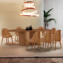 Mesa de Jantar Suiça 220cm Madeira Tampo Laminado Orgânico com 8 cadeiras Suiça Mesa de Jantar Suiça 220cm Madeira Tampo Laminado Orgânico com 8 cadeiras Suiça