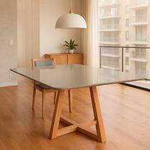 Mesa de Jantar Tampo 90cm Retangular Base Quadrada Estrelar Off White