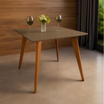 Mesa de Jantar Tampo com Vidro Quadrada 90x90cm Fendi Slim Marrom Mesa de Jantar Tampo com Vidro Quadrada 90x90cm Fendi Slim Marrom