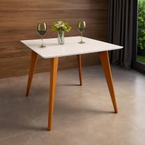 Mesa de Jantar Tampo com Vidro Quadrada 90x90cm Slim Branco Mesa de Jantar Tampo com Vidro Quadrada 90x90cm Slim Branco