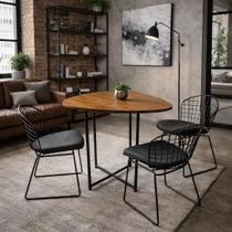 Mesa De Jantar Tampo de Madeira Maçiça E Ferro Metalon com Design Industrial Versátil Sala, Hall ou Gourmet