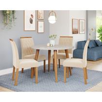 Mesa de Jantar Tampo de Vidro Off White Dani Vidro 1,09 e 4 Cadeiras Juliana WOOD Madeira/Nude Mesa de Jantar Tampo de Vidro Off White Dani Vidro 1,09 e 4 Cadeiras Juliana WOOD Madeira/Nude