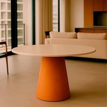 Mesa de Jantar Tampo em Mdf com Vidro e Base em Madeira 110cm Araçá