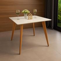 Mesa de Jantar Tampo em MDF com Vidro Quadrada 90x90cm Slim Bege Mesa de Jantar Tampo em MDF com Vidro Quadrada 90x90cm Slim Bege