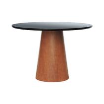 Mesa de Jantar Tampo em vidro Base Cone Laminado Cinamomo Amêndoa Tampo Ø150 MDF Preto/Vidro Preto Mesa de Jantar Tampo em vidro Base Cone Laminado Cinamomo Amêndoa Tampo Ø150 MDF Preto/Vidro Preto