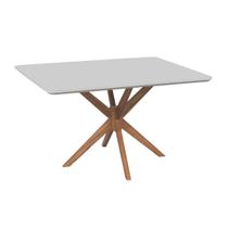 Mesa de Jantar Tampo Laqueado Retangular 140x90 Yara Off White - Luka Decor
