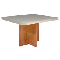 Mesa de Jantar Tampo MDF e Vidro 1,0m x 1,0m Naturalle Roma Bom Pastor