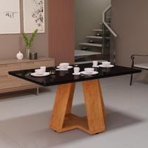 Mesa De Jantar Tampo MDF Retangular 4 Lugares Com Tampo De Vidro Laqueado Mesa De Jantar Tampo MDF Retangular 4 Lugares Com Tampo De Vidro Laqueado