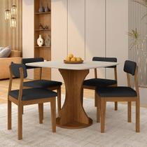 Mesa De Jantar Tampo Orgânico Marshall + 4 Cad. Fre/off/s.preto - M.a Mesa De Jantar Tampo Orgânico Marshall + 4 Cad. Fre/off/s.preto - M.a