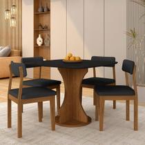 Mesa De Jantar Tampo Orgânico Marshall + 4 Cad. Fre/pto/s.preto - M.a Mesa De Jantar Tampo Orgânico Marshall + 4 Cad. Fre/pto/s.preto - M.a